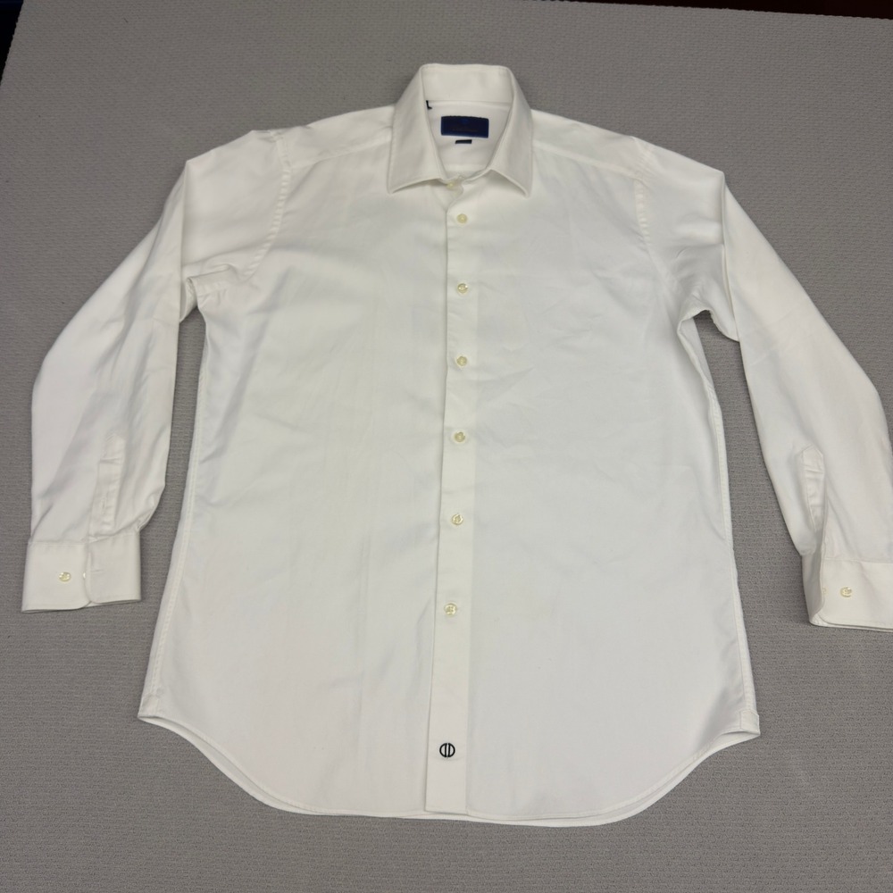 David Donahue Shirt Mens 17 34/35 White Button Down Formal Classic Preppy